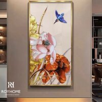 Tranh khảm trai Chim bói cá hoa sen
