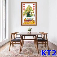 Tranh Kim Tiền, Thuận Buồm, Chim công, cành đào, cây mai ngày Tết - KT10,SIZE 40X60