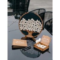 Tranh ký tên thả lá thả hoa | Hình tròn cây| Dùng cho tiệc cưới hỏi sinh nhật thiết kế theo yêu cầu Mẫu 0625