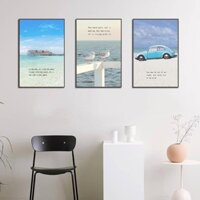 Tranh Laminate Tráng Gương - Tranh Treo Tường Phong Cảnh Du Lịch Biển (Bộ 3 tấm)