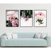 Tranh Laminate Tráng Gương  Tranh Treo Tường Phong Thủy Hoa Mẫu Đơn Hồng 2