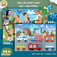 Tranh lắp ghép lớn 500 miếng, 1000 miếng, Đồ chơi bằng gỗ với Hộp quà cứng sang trọng làm quà tặng cho bé - Sunny Kids