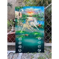 Tranh lịch sơn mài cao cấp Mã Đáo Thành Công & Phúc Lộc Thọ size 50x80 cm