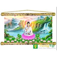 Tranh Liễn Phật Giáo - Bồ Tát Quan Âm 02 - Vải Canvas Cao Cấp