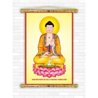 Tranh Liễn Phật Giáo - Dược Sư Lưu Ly Quang Phật  Vải canvas cao cấp nẹp sáo gỗ tự nhiên nhiều Size, nhiều mẫu thiết kế