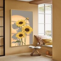 Tranh lọ bình hoa hướng dương tĩnh vật phong cách bắc âu treo tường nhiều mẫu chất liệu tráng gương cao cấp đã có khung