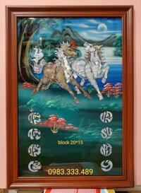 Tranh lốc lịch sơn mài khảm ốc -Song mã -SM233