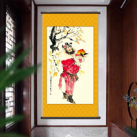 Tranh lụa trục cuốn Thiên sư Chung Quỳ dâng đào mừng thọ