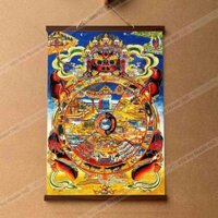 Tranh Lục Đạo Luân Hồi nẹp gỗ 40x55cm bằng vải phủ bóng cao cấp dày dặn