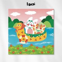 Tranh Mèo Vịt Bơi Thuyền Canvas Treo Tường Trang Trí Nhà Cửa Dễ Thương Cute Laczi (AH06)