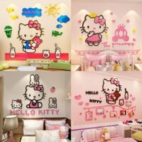 Tranh mica 3d dán tường các mẫu tranh chủ đề hello kitty trang trí phòng ngủ cho bé, trường mầm non, mẫu giáo