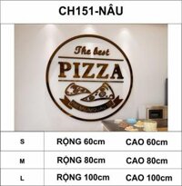 Tranh mica dán tường - Trang trí tường cửa hàng bánh pizza, nhà hàng đồ ăn nhanh, burger, gà rán - Nâu - M