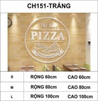 Tranh mica dán tường - Trang trí tường cửa hàng bánh pizza, nhà hàng đồ ăn nhanh, burger, gà rán - Trắng - M