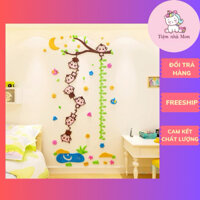 TRANH MICA ĐO CHIỀU CAO ĐÀN KHỈ DỄ THƯƠNG – THƯỚC ĐO DÁN TƯỜNG CHO BÉ