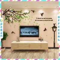 Tranh mica EPeBen dán tường nổi 3d hình cây lá rụng (nhiều màu) chim bay to the world decor trang trí Nhà Cửa, Phòng Bếp