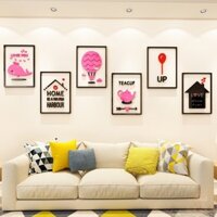 tranh mica khung ảnh trà hồng dán tường trang trí phòng khách, trà sữa, cafe, phòng trà