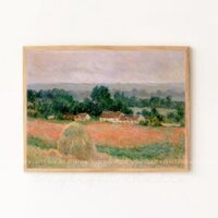 Tranh Monet - ĐỐNG RƠM TẠI GIVERNY 🖼 canvas treo tường decor trang trí phòng nghệ thuật Ấn tượng