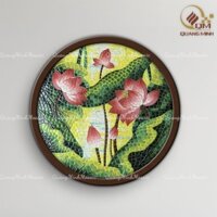 Tranh Mosaic Gốm Tròn Sen Hồng - Quang Minh Mosaic - Hàng chính hãng  made in Bat Trang 100%