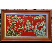 Tranh mừng thọ, chúc thọ - Ông - Bà và Ông Bà Đồng vàng liền tấm nguyên chất 100  - M45