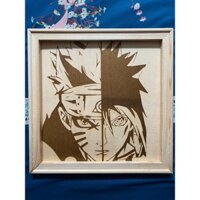 Tranh Naruto Sasuke được khắc bằng laser với chất liệu polywood