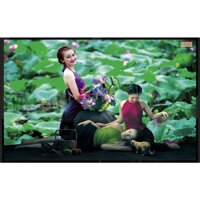 Tranh nghệ thuật cô gái dán tường 3d. KT 80x120 cm, tranh in vải lụa siêu bền