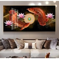 Tranh nghệ thuật hiện đại phong thủy Đôi Cá rồng Huyết Long tài lộc bóng kiếng mica nhiều mẫu tuyệt đẹp BK_0066