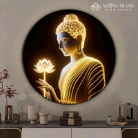 Tranh phật 3D tráng gương treo tường decor góc tu tập thiền định quà tặng phật giáo