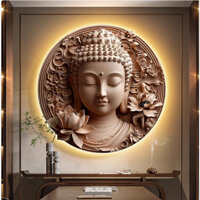 Tranh phật 3D tráng gương treo tường có led decor góc tu tập thiền định ,quà tặng phật giáo