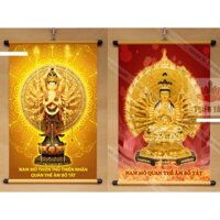 Tranh Phật Bà Thiên Thủ Thiên Nhãn 40x60cm bằng vải bóng cao cấp dày dặn