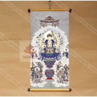 Tranh Phật Chuẩn Đề Bồ Tát Mật Tông 40x65cm bằng vải bóng cao cấp dày dặn