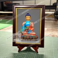 Tranh Phật Dược Sư để bàn 19,5x25,5cm (tranh tượng) gồm khung và chân gỗ y ảnh