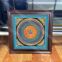 Tranh Phật Dược Sư Mandala treo tường 40x40cm bằng vải bóng, khung composite xịn xò