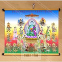 Tranh Phật Dược Sư Mật Tông khổ lớn 70x55cm treo tường chất liệu vải phủ bóng cao cấp, dày dặn