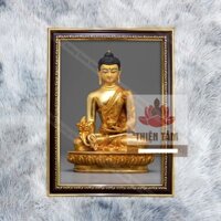 Tranh Phật Dược Sư Mật Tông Thangka (TRANH TƯỢNG) treo tường 36x48cm bằng vải bóng, khung composite xịn xò
