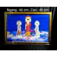 TRANH PHẬT GIÁO ÉP GỖ [ TÂY PHƯƠNG TAM THÁNH ]