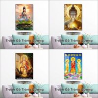 Tranh Phat giao in trên gỗ tranh treo tường tráng gương nhiều mẫu, tranh Phat decor góc tu tap kèm móc treo và đinh