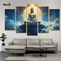 Tranh Phật Giáo - Tranh gỗ TRÁNG GƯƠNG dán tường bộ 5 tấm- Trang trí Decor phòng