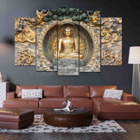 Tranh Phật Giáo-Tranh Treo Tường 3D Đức Phật (5 tấm) - Tặng Kèm Đinh Treo Đa Năng Không Khoan Tường
