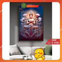Tranh Phật Mẫu Chuẩn Đề - Bồ Tát Chuẩn Đề - Tranh Tráng Gương Treo Tường Trang Trí Phòng Khách, Phòng Thờ Làm Quà Tặng