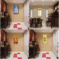 Tranh phật nẹp gỗ sáo trúc, tranh phật adida, tam thánh, tranh quan, tranh vải adida phật âm treo tường, tranh dán tường
