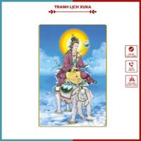 Tranh Phật Phổ Hiền Bồ Tát, tranh tráng gương treo tường, trang trí phòng thờ, nội thất, nhà cửa