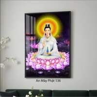 Tranh Phật Quan Âm tráng gương cao cấp An Mây kích thước 30x45, 40x60