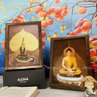 Tranh Phật Thích Ca Lá Bồ Đề - Tranh vải Canvas