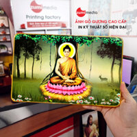 Tranh Phật Thích Ca thiền dưới cây Bồ Đề, gỗ gương cao cấp