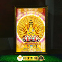 Tranh Phật Thiên Thủ Thiên Nhãn Có Đèn CHÂN THIỆN MỸ, Trang Trí Bàn Thờ Treo Tường, Phòng Thờ DTTTN-01