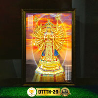 Tranh Phật Thiên Thủ Thiên Nhãn Có Đèn CHÂN THIỆN MỸ, Trang Trí Bàn Thờ Treo Tường, Phòng Thờ DTTTN-29