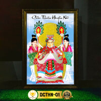 Tranh Phật Treo Tường Cửu Thiên Huyền Nữ Có Đèn CHÂN THIỆN MỸ, Trang Trí Bàn Thờ, Treo Phòng Thờ DCTHN-01