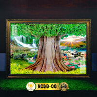 Tranh Phật Treo Tường Hình Cây Bồ Đề Có Đèn CHÂN THIỆN MỸ, Trang Trí Bàn Thờ, Treo Phòng Thờ NCBĐ-06
