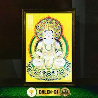 Tranh Phật Treo Tường Như Lai Đại Nhật Có Đèn CHÂN THIỆN MỸ, Trang Trí Bàn Thờ, Treo Phòng Thờ DNLĐN-01