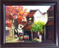 Tranh phố cổ-Sơn mài cao cấp- sm168